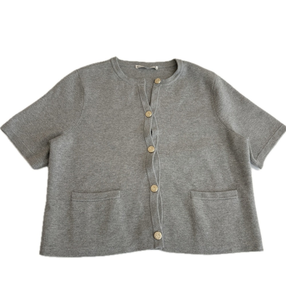 Abercrombie & Fitch Cardigan Womens Medium Gray Luxeloft Preppy Old Money - Picture 2 of 9